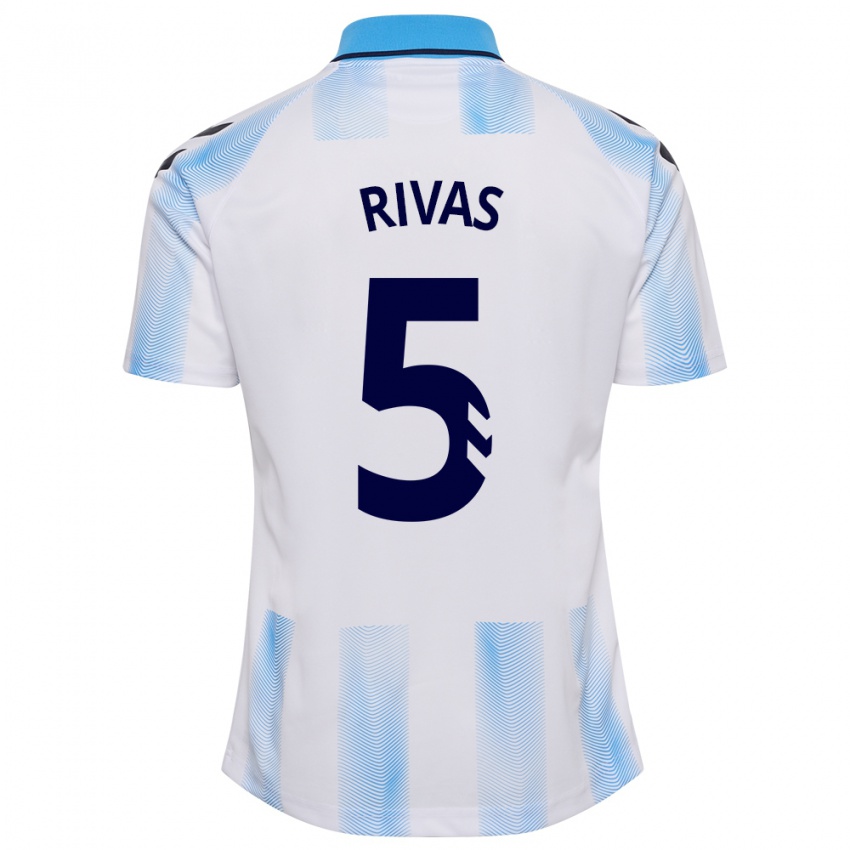 Hombre Camiseta Juande Rivas #5 Blanco Azul 1ª Equipación 2023/24 La Camisa Chile