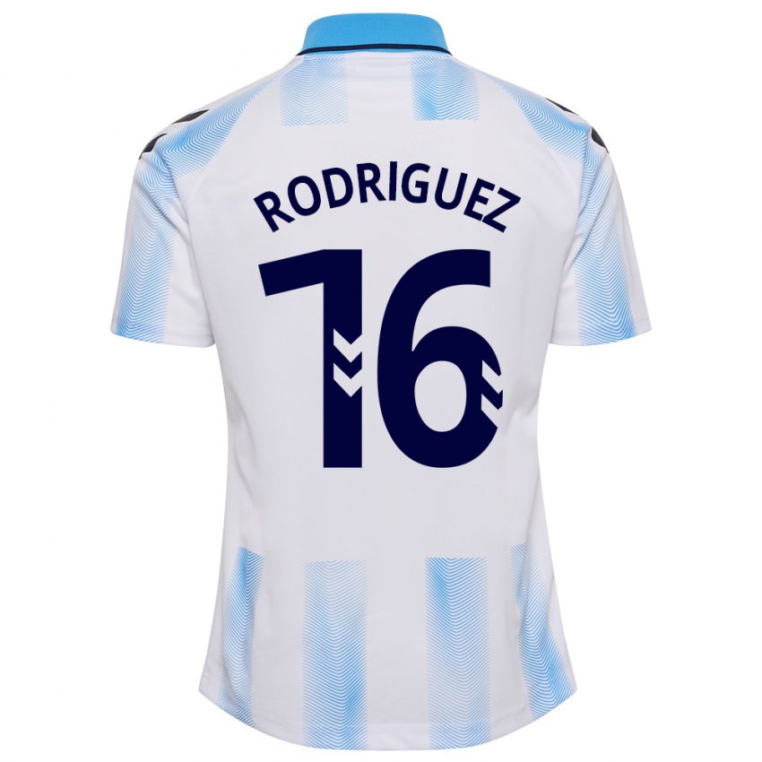 Hombre Camiseta Genaro Rodríguez #16 Blanco Azul 1ª Equipación 2023/24 La Camisa Chile