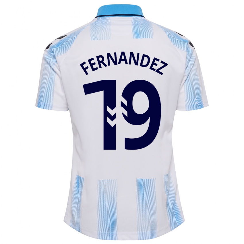 Hombre Camiseta Roberto Fernández #19 Blanco Azul 1ª Equipación 2023/24 La Camisa Chile