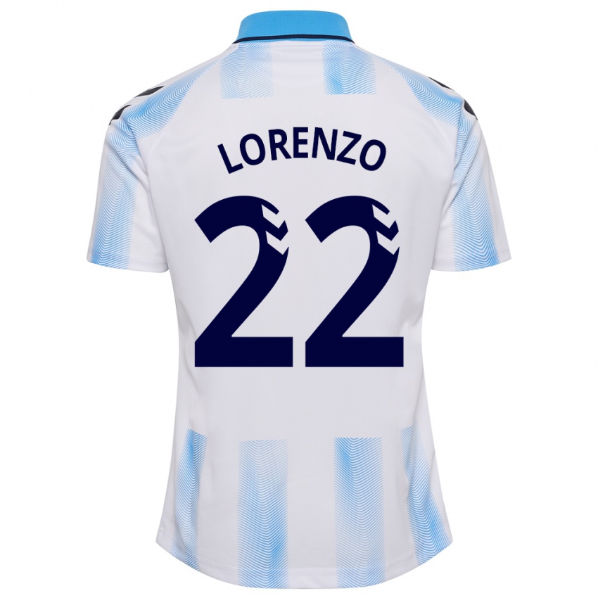 Hombre Camiseta Dani Lorenzo #22 Blanco Azul 1ª Equipación 2023/24 La Camisa Chile