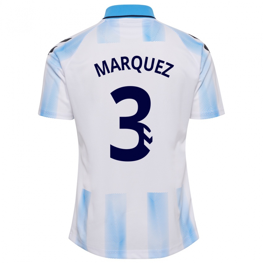 Hombre Camiseta David Márquez #3 Blanco Azul 1ª Equipación 2023/24 La Camisa Chile