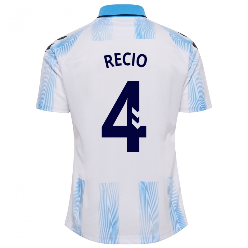 Hombre Camiseta Ángel Recio #4 Blanco Azul 1ª Equipación 2023/24 La Camisa Chile