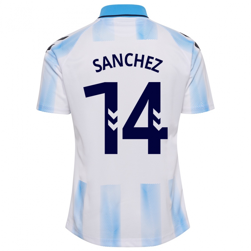 Hombre Camiseta Rubén Sánchez #14 Blanco Azul 1ª Equipación 2023/24 La Camisa Chile