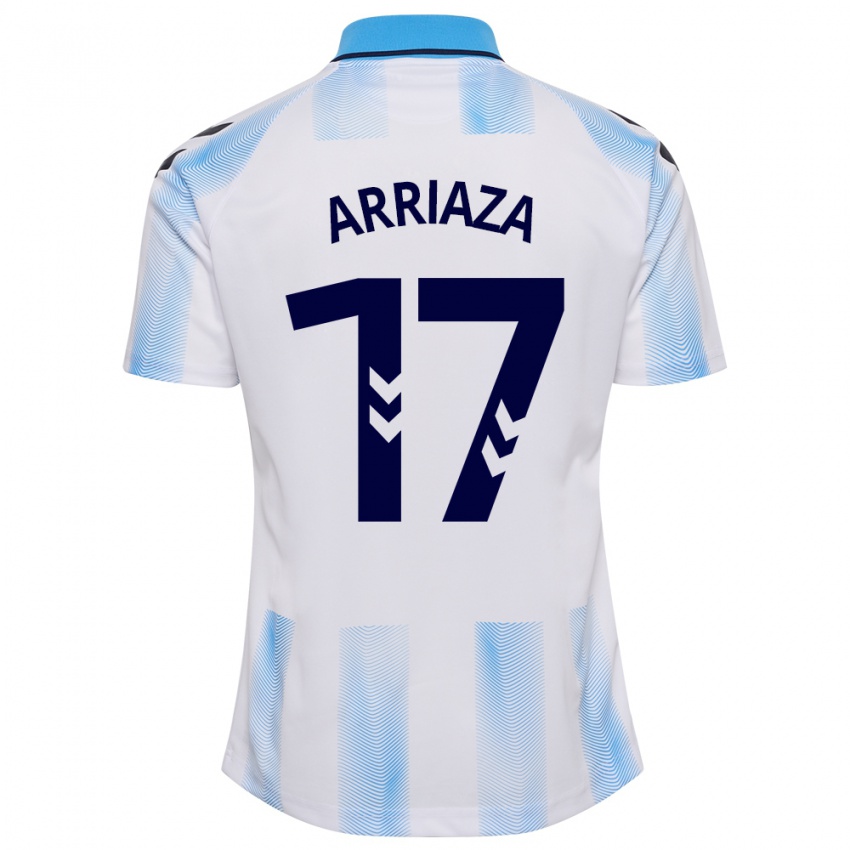 Hombre Camiseta Pablo Arriaza #17 Blanco Azul 1ª Equipación 2023/24 La Camisa Chile