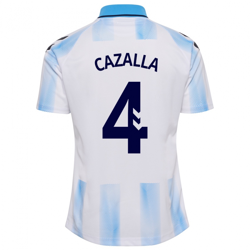 Hombre Camiseta Marta Cazalla #4 Blanco Azul 1ª Equipación 2023/24 La Camisa Chile