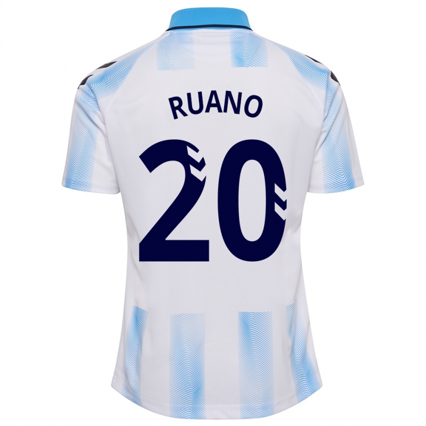 Hombre Camiseta Celia Ruano #20 Blanco Azul 1ª Equipación 2023/24 La Camisa Chile