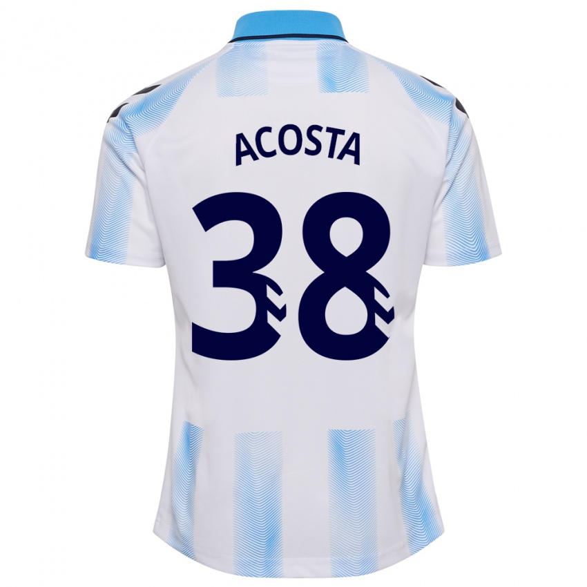 Hombre Camiseta Judith Acosta #38 Blanco Azul 1ª Equipación 2023/24 La Camisa Chile