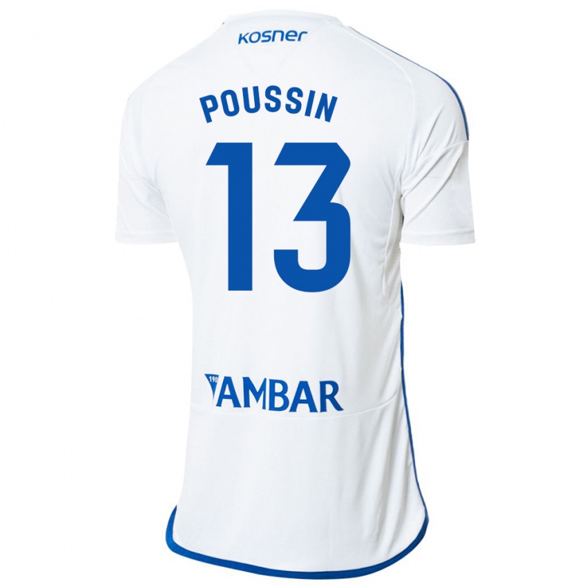 Hombre Camiseta Gaëtan Poussin #13 Blanco 1ª Equipación 2023/24 La Camisa Chile