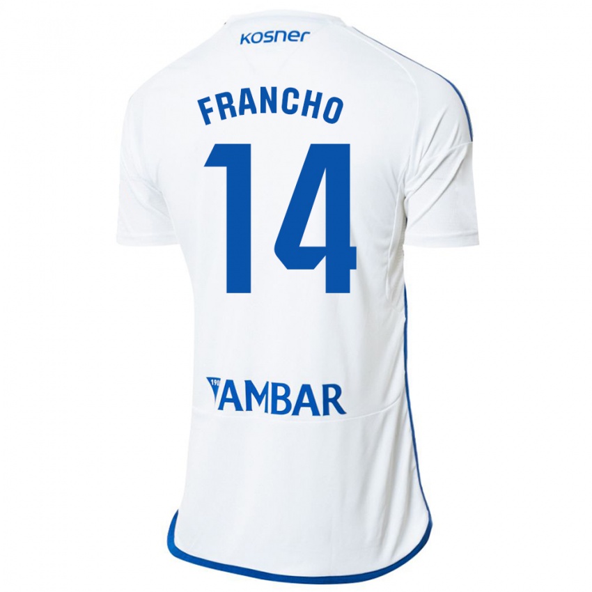 Hombre Camiseta Francho Serrano #14 Blanco 1ª Equipación 2023/24 La Camisa Chile