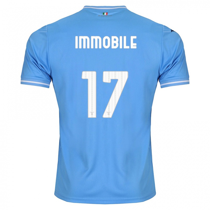 Hombre Camiseta Ciro Immobile #17 Azul 1ª Equipación 2023/24 La Camisa Chile