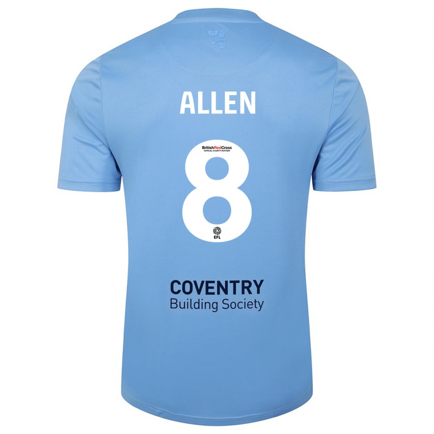 Hombre Camiseta Jamie Allen #8 Cielo Azul 1ª Equipación 2023/24 La Camisa Chile