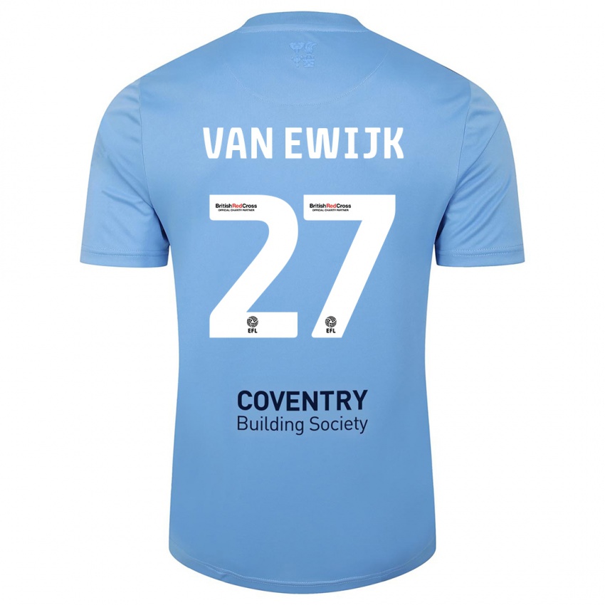 Hombre Camiseta Milan Van Ewijk #27 Cielo Azul 1ª Equipación 2023/24 La Camisa Chile