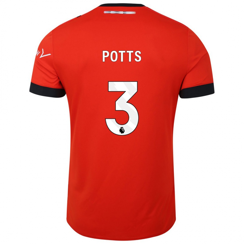 Hombre Camiseta Dan Potts #3 Rojo 1ª Equipación 2023/24 La Camisa Chile