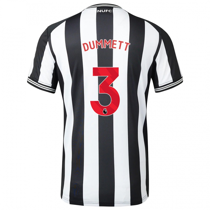 Hombre Camiseta Paul Dummett #3 Blanco Negro 1ª Equipación 2023/24 La Camisa Chile