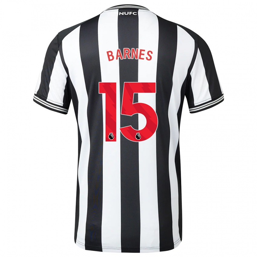 Hombre Camiseta Harvey Barnes #15 Blanco Negro 1ª Equipación 2023/24 La Camisa Chile