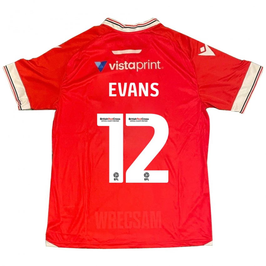 Hombre Camiseta George Evans #12 Rojo 1ª Equipación 2023/24 La Camisa Chile