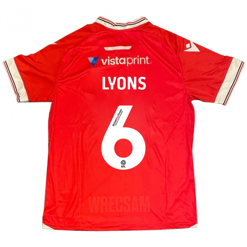 Hombre Camiseta Lauryn Lyons #6 Rojo 1ª Equipación 2023/24 La Camisa Chile