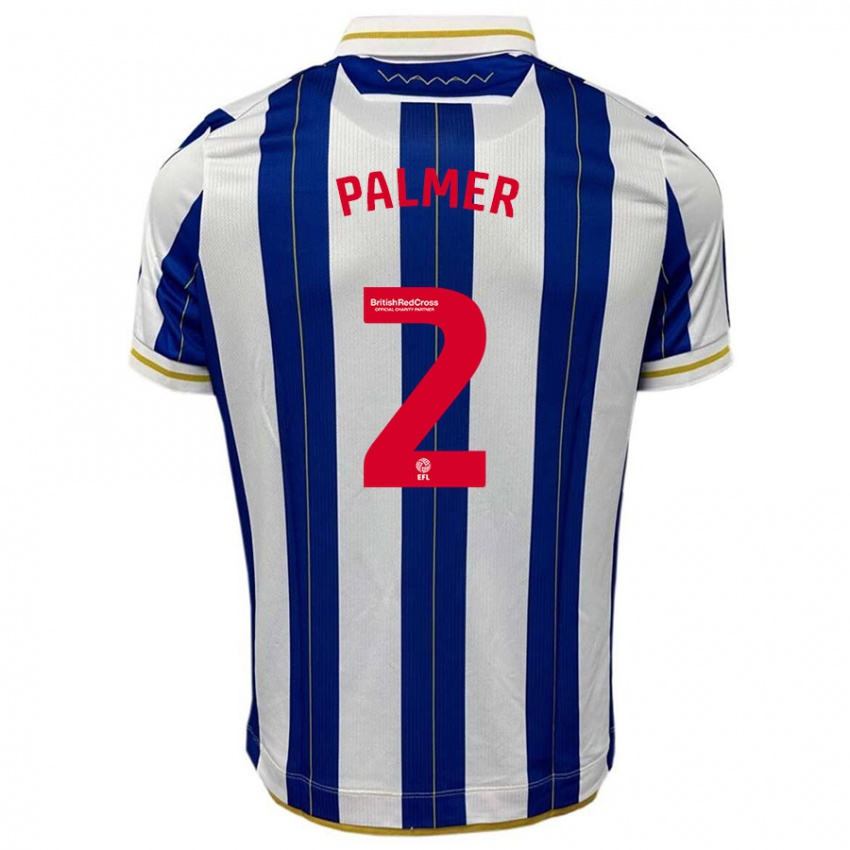 Hombre Camiseta Liam Palmer #2 Azul Blanco 1ª Equipación 2023/24 La Camisa Chile