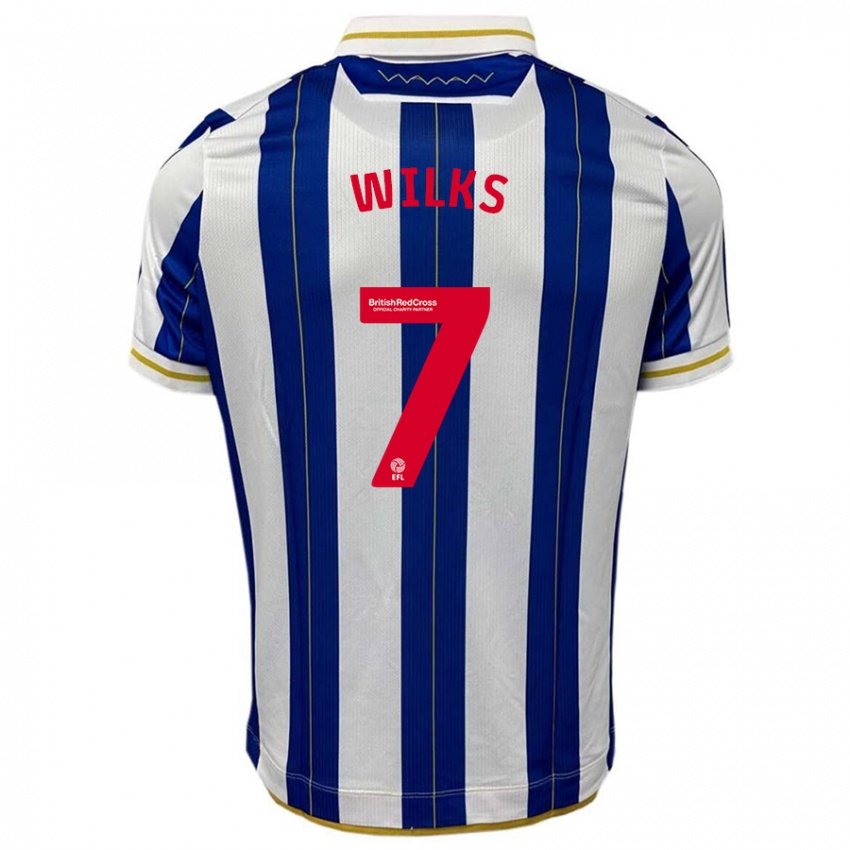 Hombre Camiseta Mallik Wilks #7 Azul Blanco 1ª Equipación 2023/24 La Camisa Chile