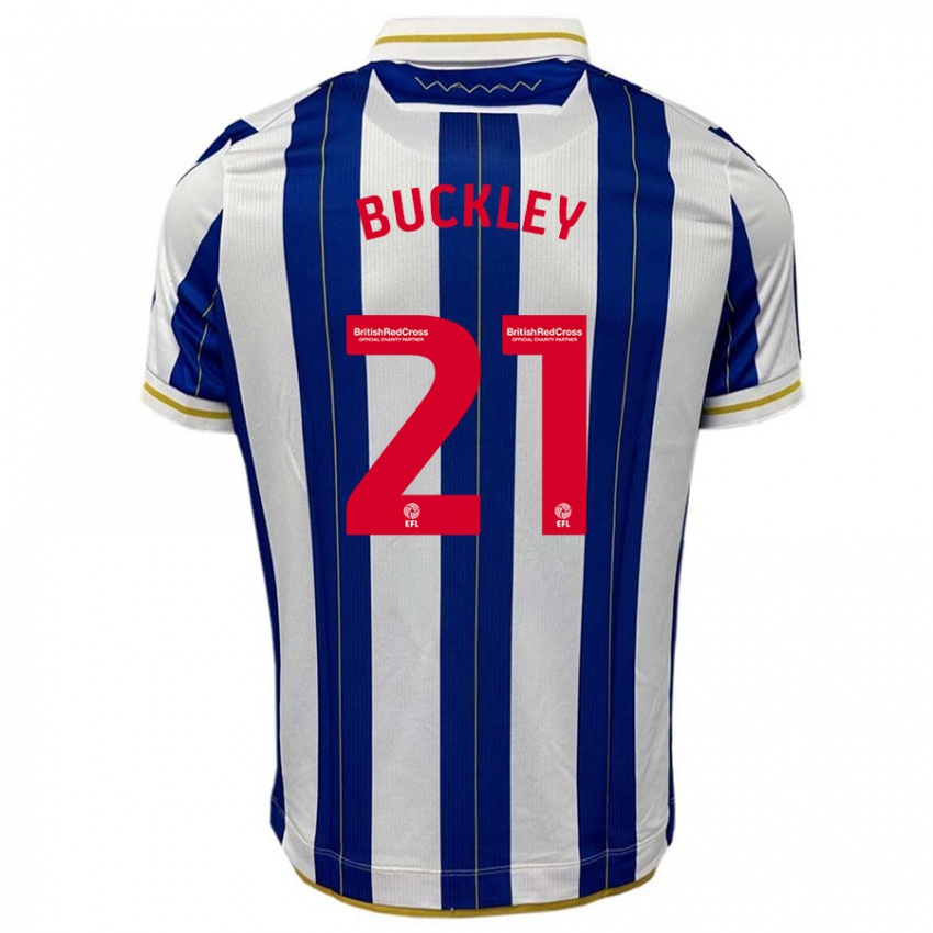 Hombre Camiseta John Buckley #21 Azul Blanco 1ª Equipación 2023/24 La Camisa Chile