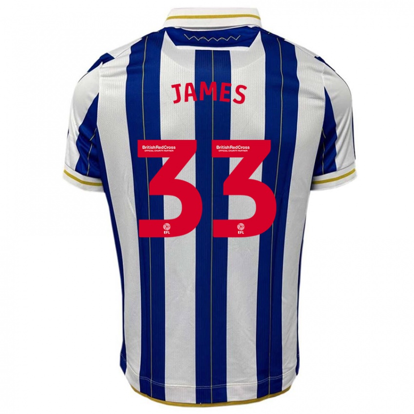 Hombre Camiseta Reece James #33 Azul Blanco 1ª Equipación 2023/24 La Camisa Chile
