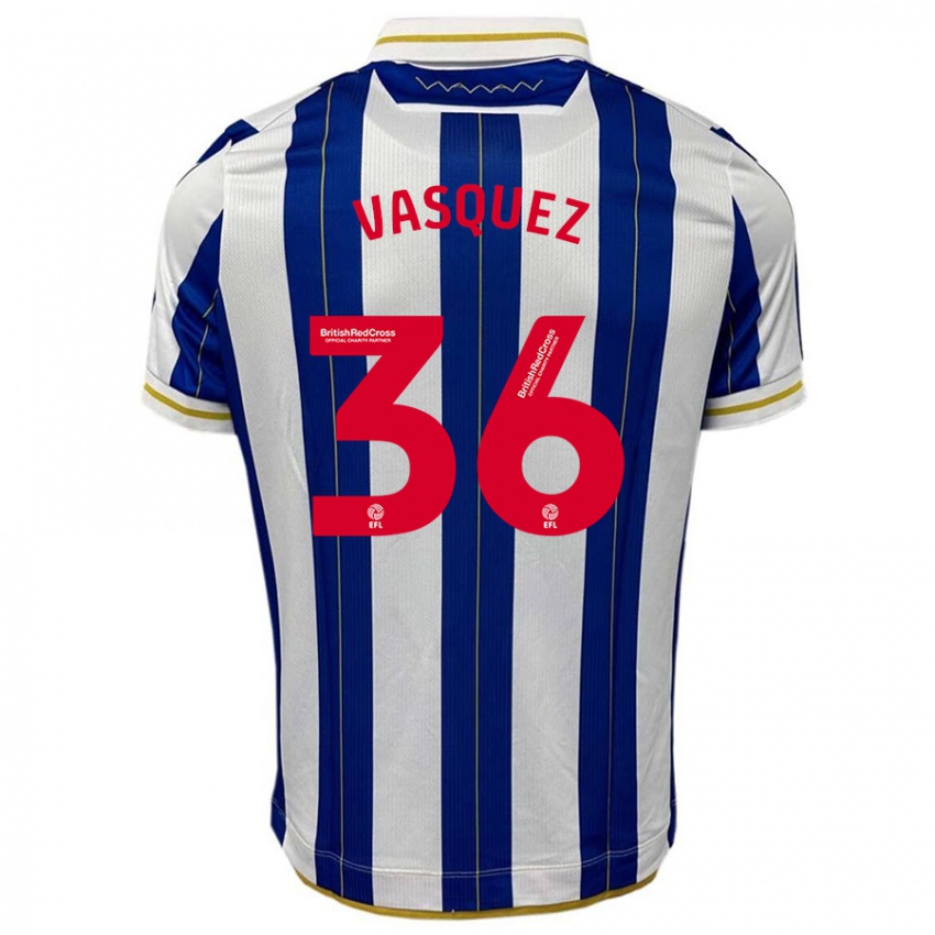 Hombre Camiseta Devis Vásquez #36 Azul Blanco 1ª Equipación 2023/24 La Camisa Chile