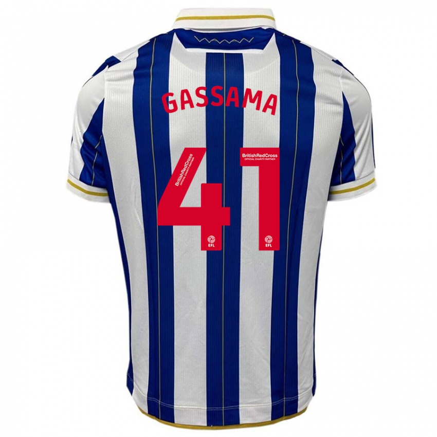 Hombre Camiseta Djeidi Gassama #41 Azul Blanco 1ª Equipación 2023/24 La Camisa Chile