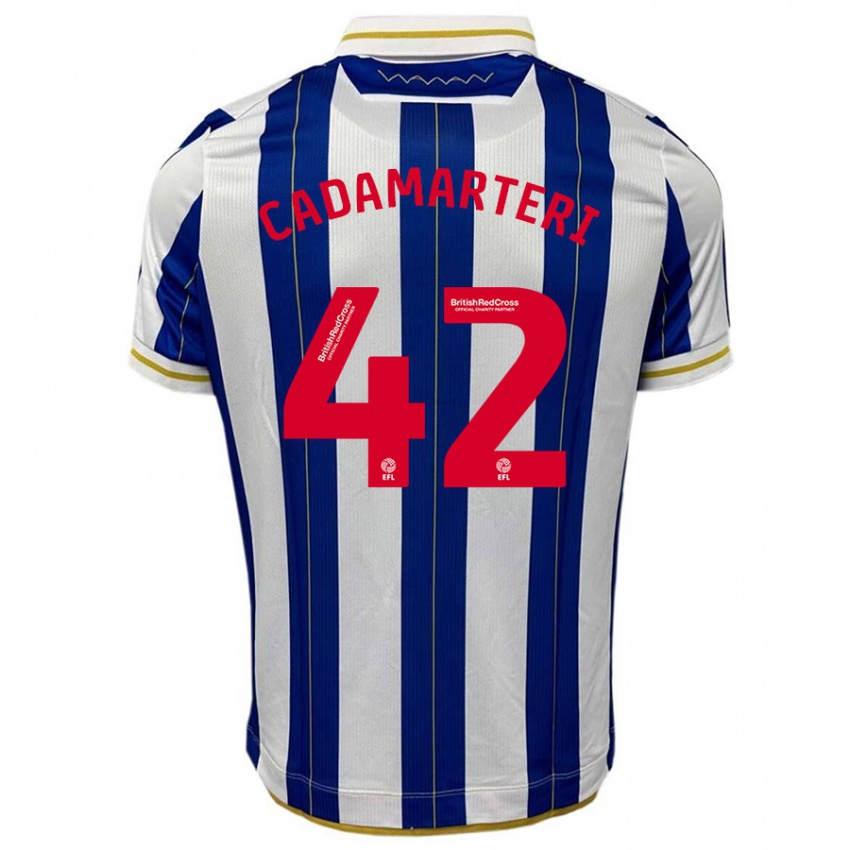 Hombre Camiseta Bailey Cadamarteri #42 Azul Blanco 1ª Equipación 2023/24 La Camisa Chile