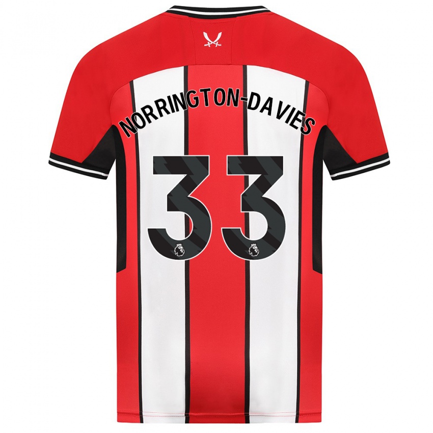 Hombre Camiseta Rhys Norrington-Davies #33 Rojo 1ª Equipación 2023/24 La Camisa Chile