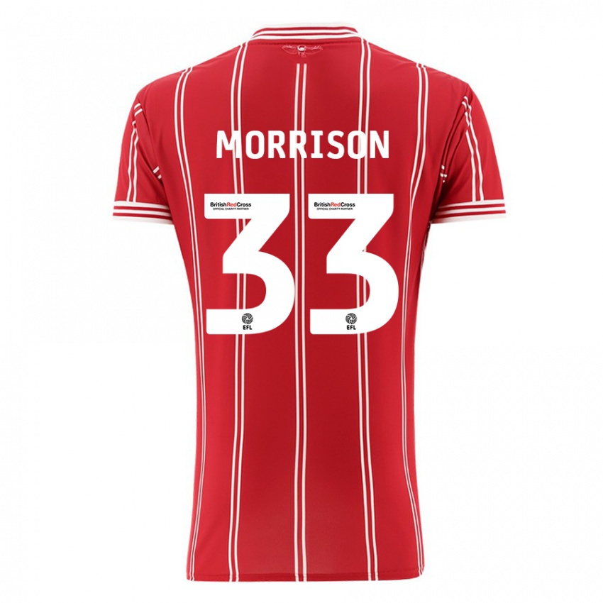 Hombre Camiseta Elijah Morrison #33 Rojo 1ª Equipación 2023/24 La Camisa Chile