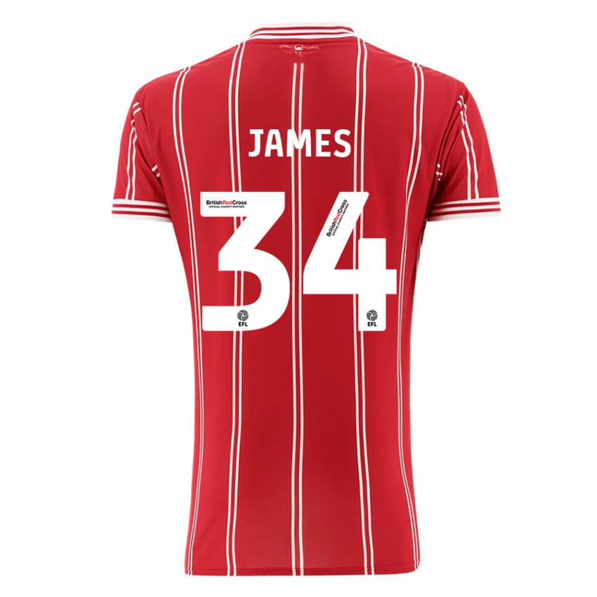 Hombre Camiseta Joseph James #34 Rojo 1ª Equipación 2023/24 La Camisa Chile