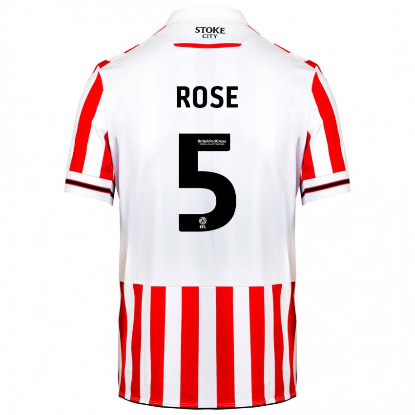 Hombre Camiseta Michael Rose #5 Rojo Blanco 1ª Equipación 2023/24 La Camisa Chile