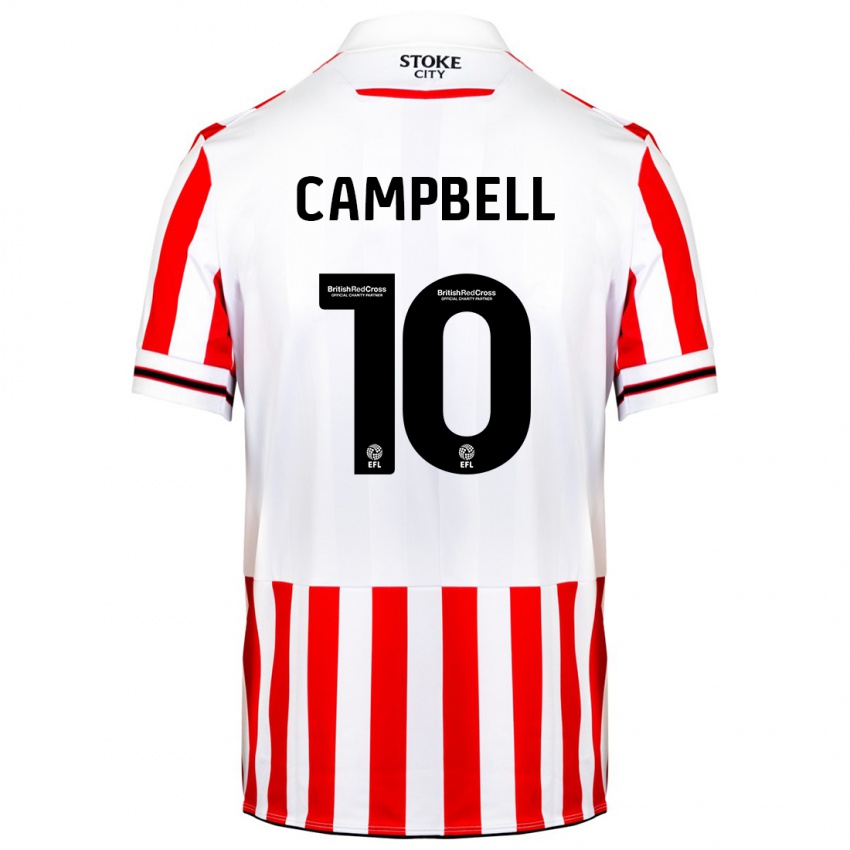 Hombre Camiseta Tyrese Campbell #10 Rojo Blanco 1ª Equipación 2023/24 La Camisa Chile