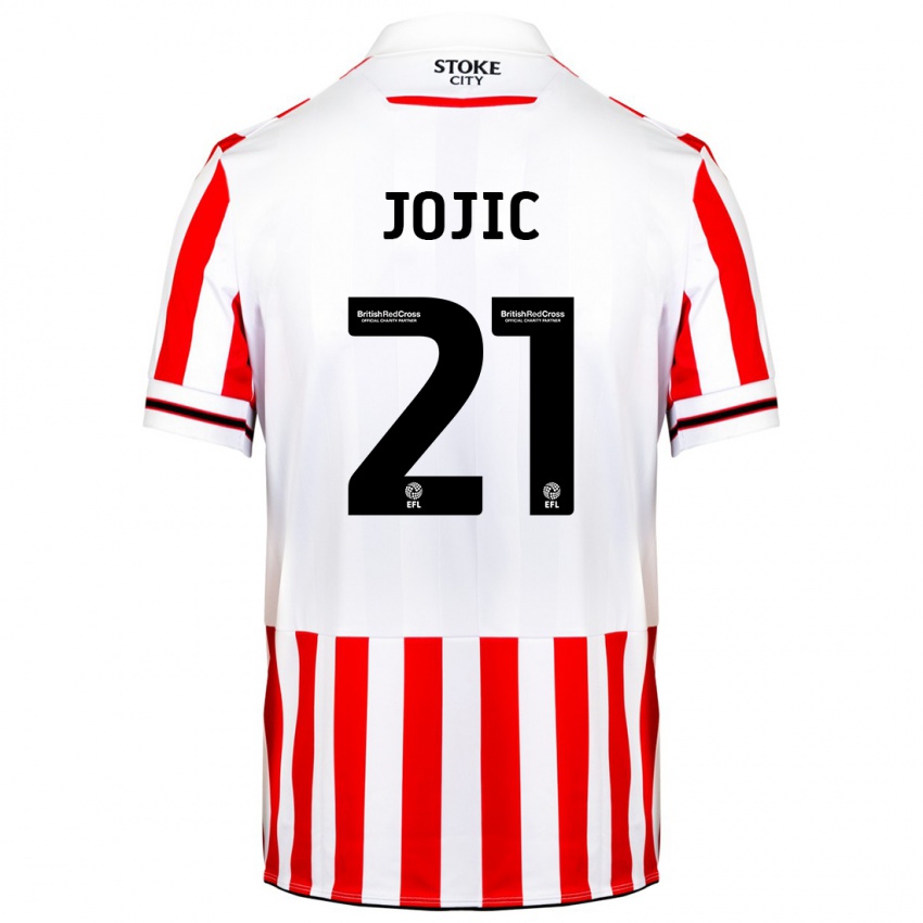 Hombre Camiseta Nikola Jojic #21 Rojo Blanco 1ª Equipación 2023/24 La Camisa Chile