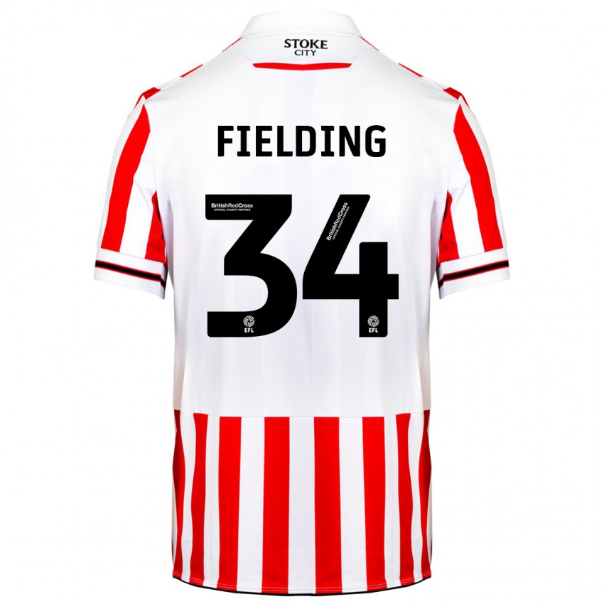 Hombre Camiseta Frank Fielding #34 Rojo Blanco 1ª Equipación 2023/24 La Camisa Chile