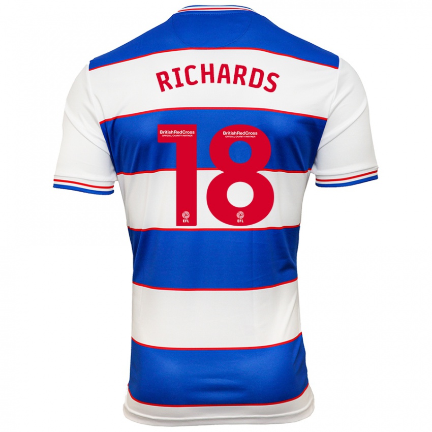 Hombre Camiseta Taylor Richards #18 Blanco Azul 1ª Equipación 2023/24 La Camisa Chile