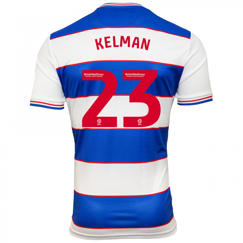 Hombre Camiseta Charlie Kelman #23 Blanco Azul 1ª Equipación 2023/24 La Camisa Chile