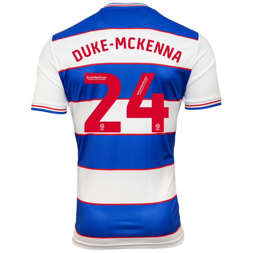 Hombre Camiseta Stephen Duke-Mckenna #24 Blanco Azul 1ª Equipación 2023/24 La Camisa Chile