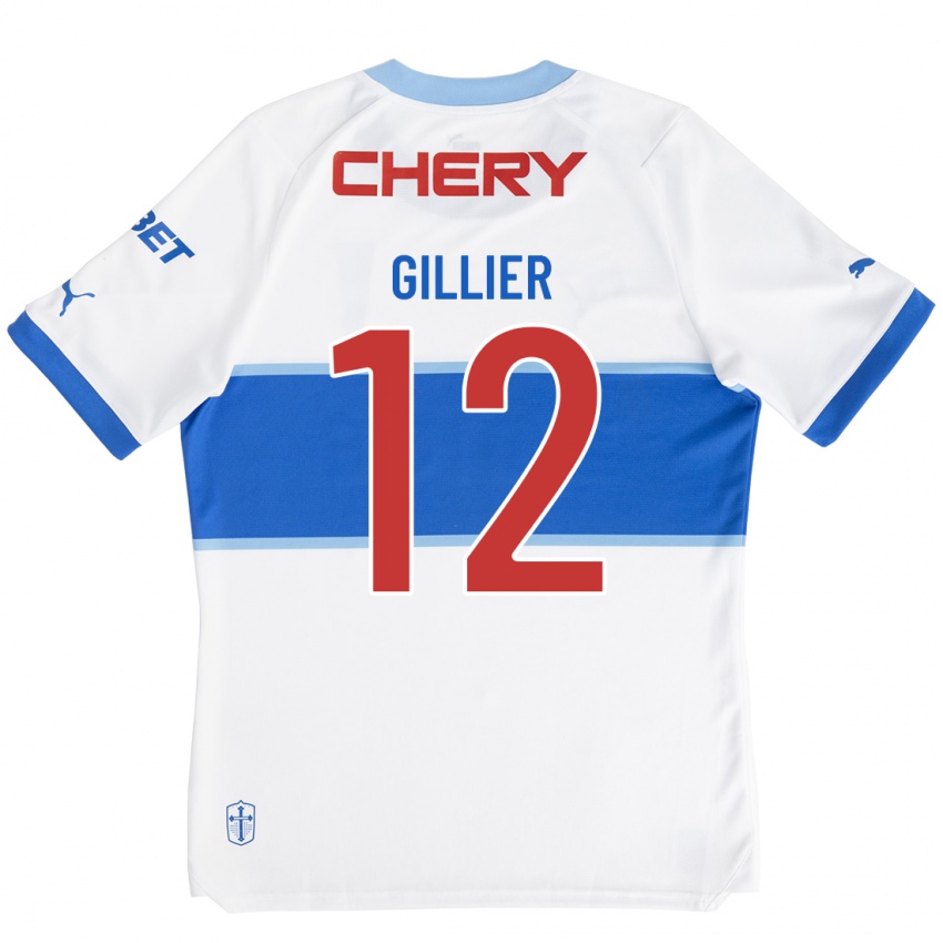 Hombre Camiseta Thomas Gillier #12 Blanco 1ª Equipación 2023/24 La Camisa Chile