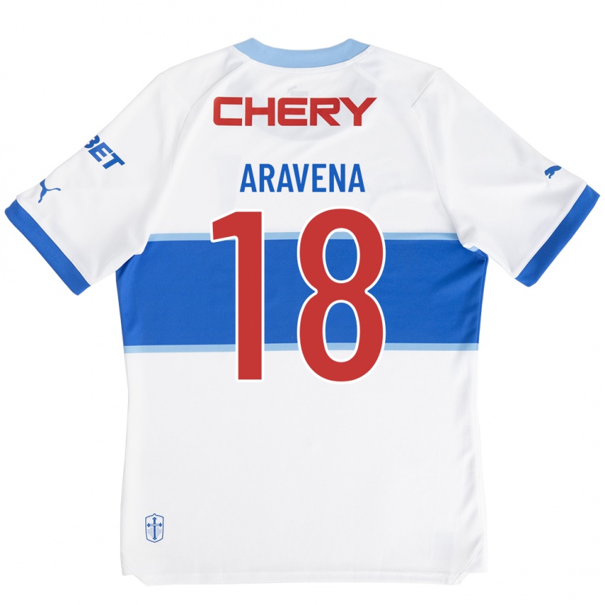 Hombre Camiseta Alexander Aravena #18 Blanco 1ª Equipación 2023/24 La Camisa Chile