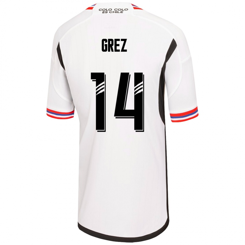 Hombre Camiseta Javiera Grez #14 Blanco 1ª Equipación 2023/24 La Camisa Chile