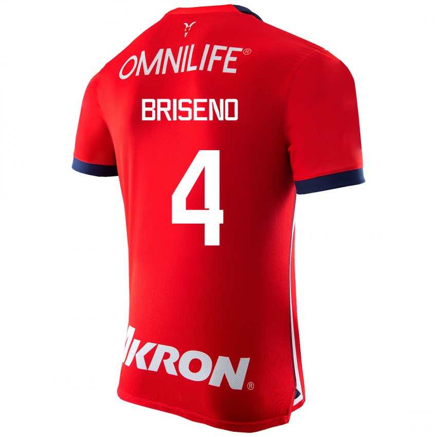 Hombre Camiseta Antonio Briseño #4 Rojo 1ª Equipación 2023/24 La Camisa Chile