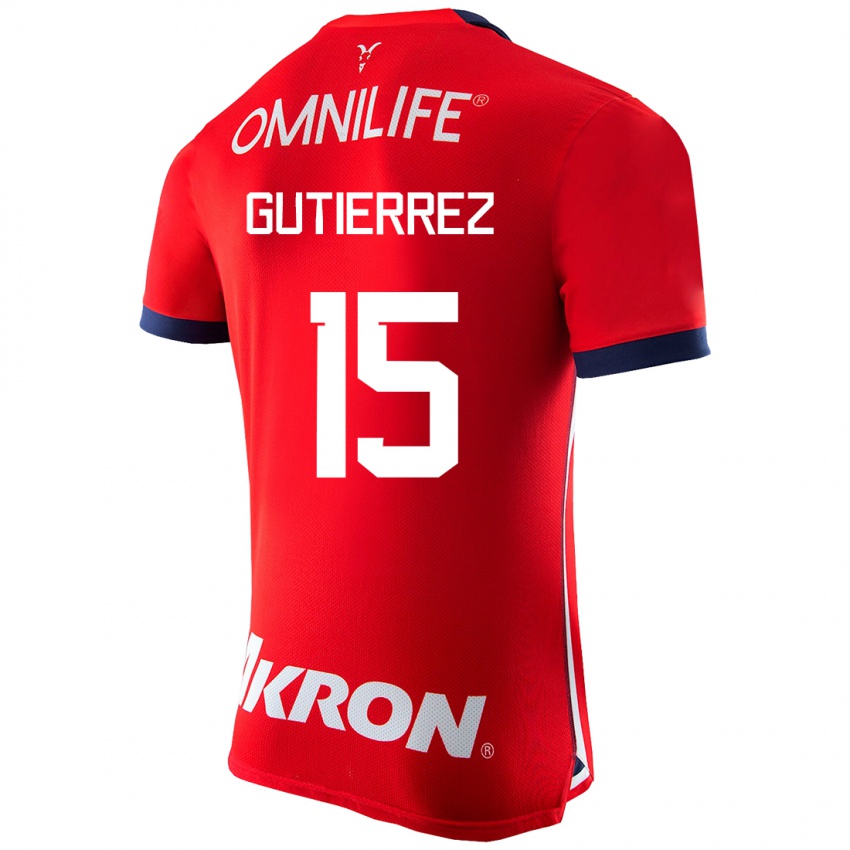 Hombre Camiseta Erick Gutierrez #15 Rojo 1ª Equipación 2023/24 La Camisa Chile