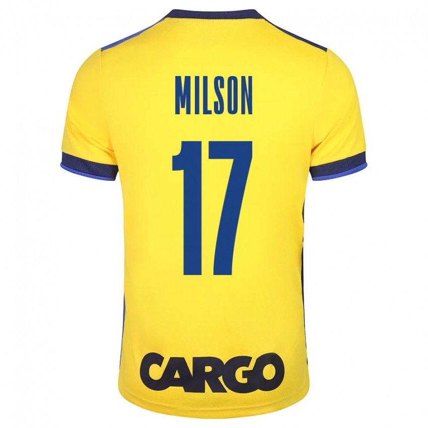 Hombre Camiseta Milson #17 Amarillo 1ª Equipación 2023/24 La Camisa Chile