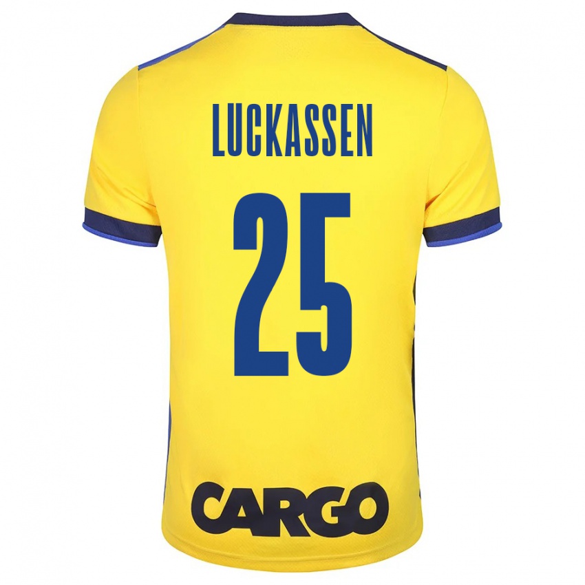 Hombre Camiseta Derrick Luckassen #25 Amarillo 1ª Equipación 2023/24 La Camisa Chile