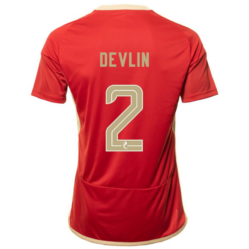 Hombre Camiseta Nicky Devlin #2 Rojo 1ª Equipación 2023/24 La Camisa Chile