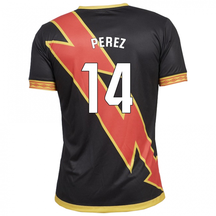 Hombre Camiseta Kike Pérez #14 Negro 2ª Equipación 2023/24 La Camisa Chile