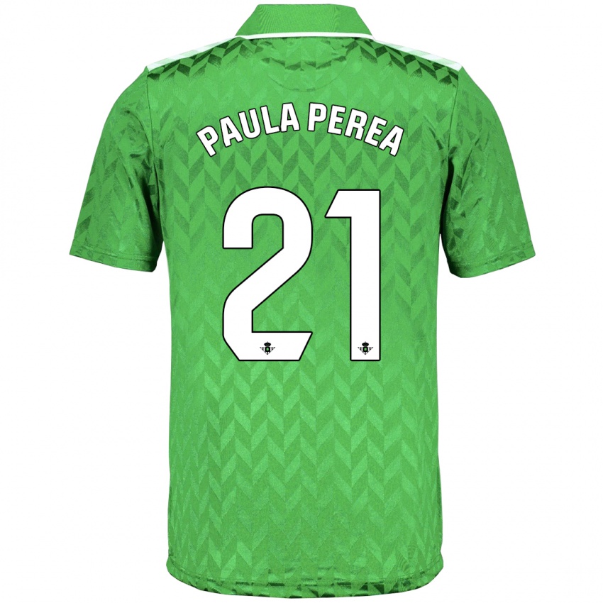 Hombre Camiseta Paula Perea Ramírez #21 Verde 2ª Equipación 2023/24 La Camisa Chile