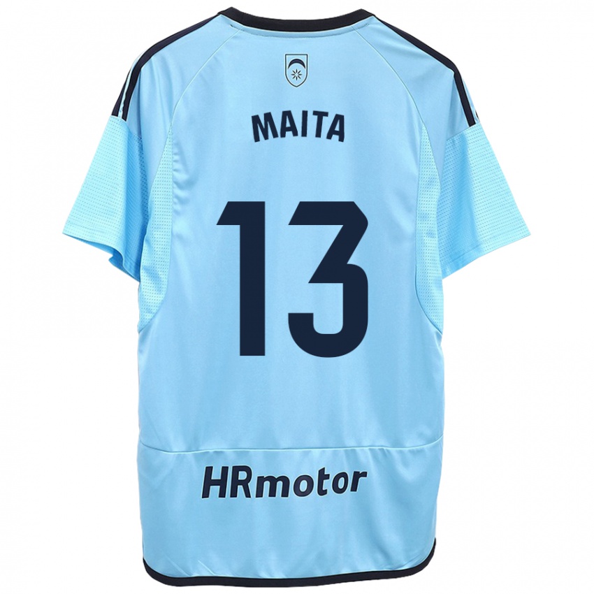 Hombre Camiseta Maitane Zalba Irañeta #13 Azul 2ª Equipación 2023/24 La Camisa Chile