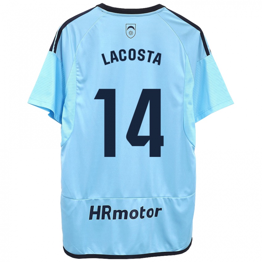 Hombre Camiseta Iara Lacosta Sanchez #14 Azul 2ª Equipación 2023/24 La Camisa Chile